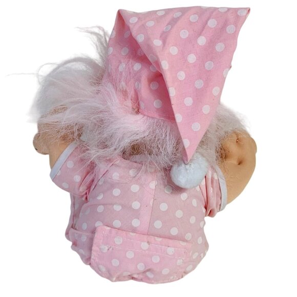 Russ Troll Doll Kidz Pink Polka Dot Pajamas Nightcap 12" Sleepyhead VTG 90s - Picture 3 of 14